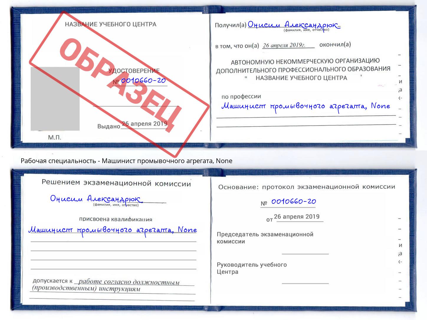 корочка None Машинист промывочного агрегата Узловая