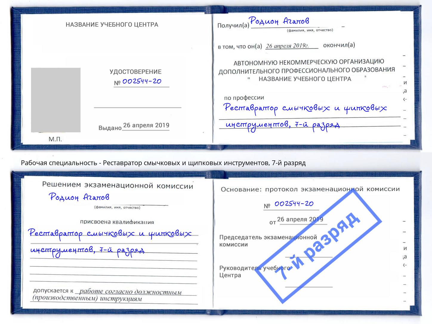 корочка 7-й разряд Реставратор смычковых и щипковых инструментов Узловая