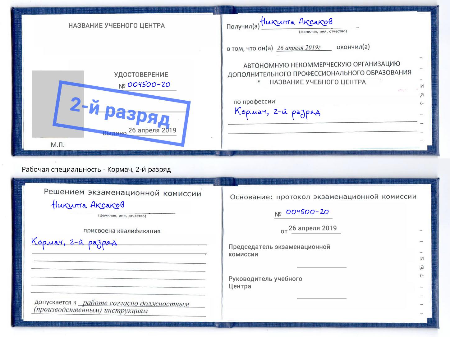 корочка 2-й разряд Кормач Узловая