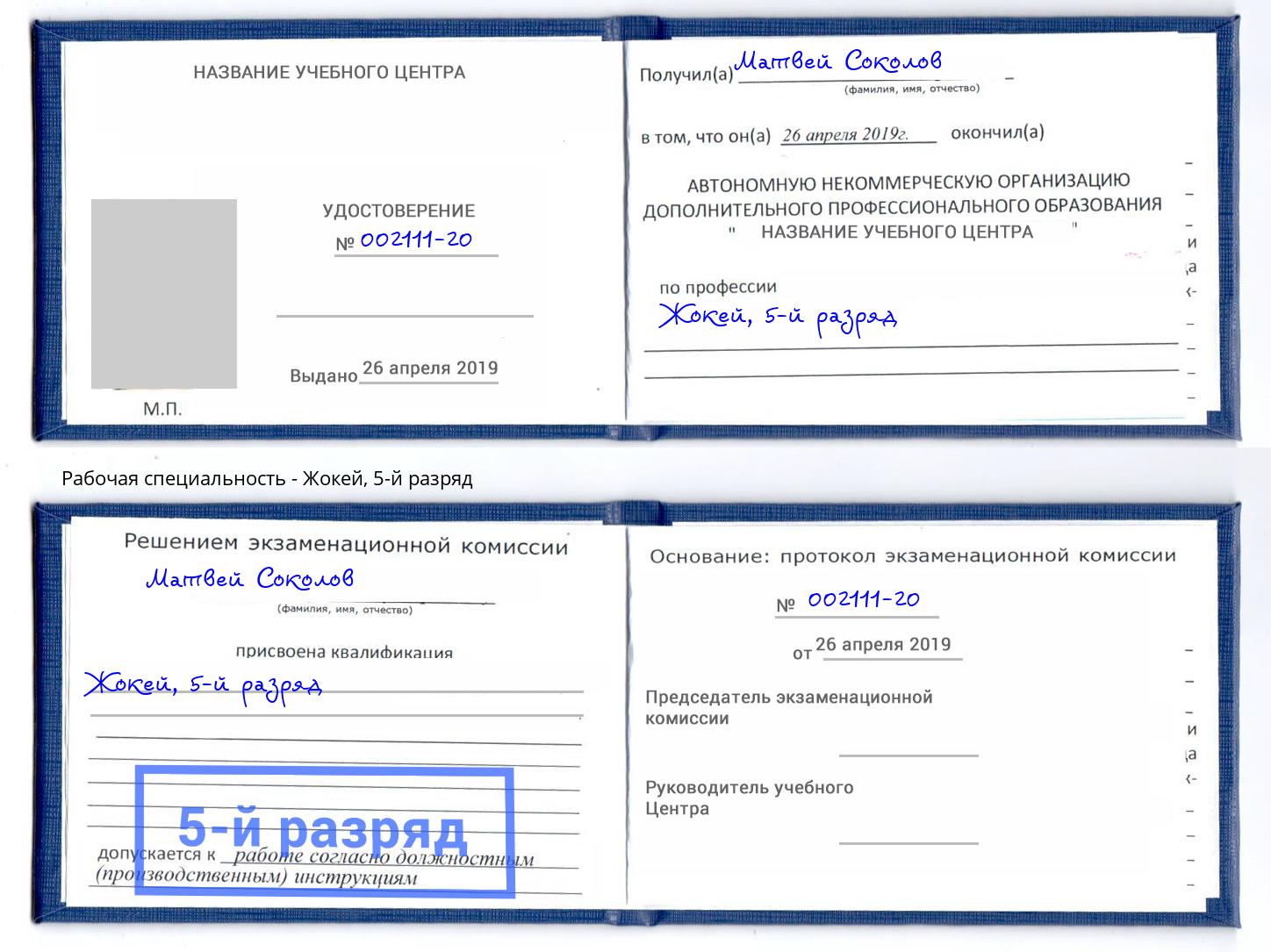 корочка 5-й разряд Жокей Узловая